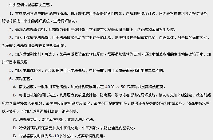 中央空調冷凝器清洗工藝